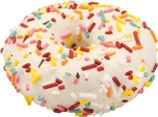 white party mok rainbow sprinkles white chocolate icing